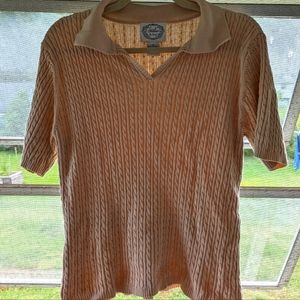 Vintage Cable Knit Polo Blouse
